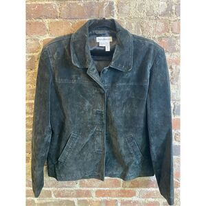 David Brooks Black Suede Leather Jacket Women’s Size Large